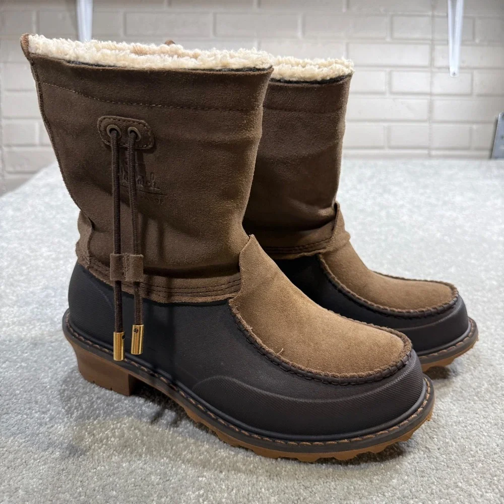 Woolrich Fully Wooly Slip Winter Boot Waterproof‎ Brown Leather EUC W10 Gorpcore